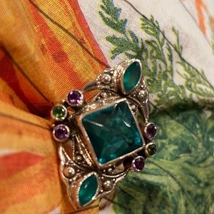 Nicky Butler Sterling Ring Green Quartz Amethyst Peridot, size 8